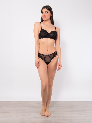 1940 Glam podprsenka - tylová, mäkká, s kosticami Sielei čierna