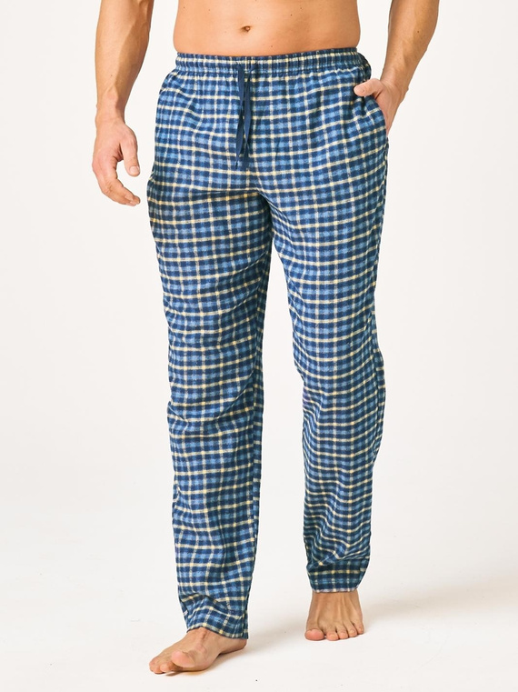 Pánske pyžamové nohavice Key MHT 404 jeans flanelové 100 % bavlna
