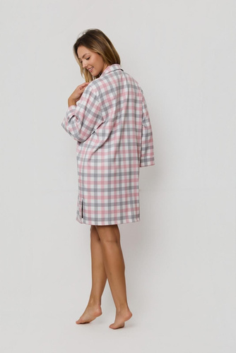 Dámska košeľa Stella KG80 Mefemi by Nipplex pink-grey - elegantná košeľa z kvalitného materiálu, dlhé rukávy, gombíky, bočné rozparky