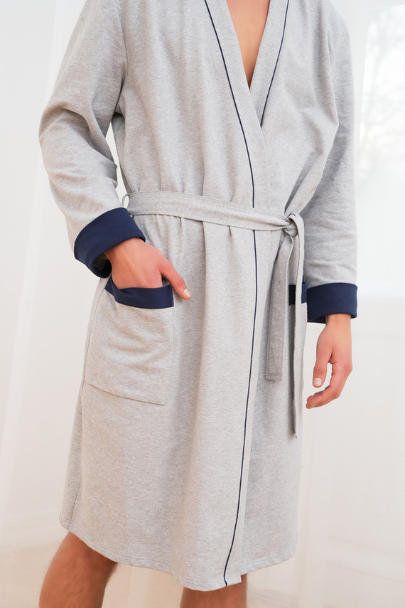 Gabriel Pánsky župan s vreckami Italian Fashion- melange/granade