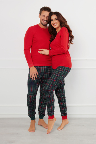 Foggia Dámske pyžamo s dlhým rukávom a dlhými nohavicami Italian Fashion - červená/potlač