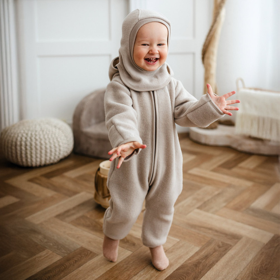 Detský overal z merino vlny Eevi - béžový, mäkký a priedušný