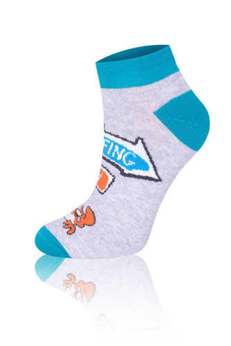 S138S Krab Socks ponožky na nohy Italian Fashion - tyrkysová/oranžová/svetlý melír
