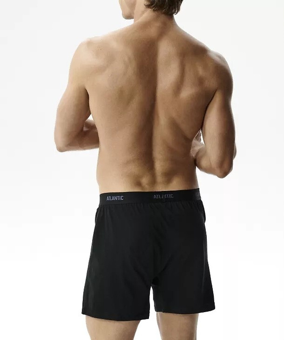 Pánske boxerky Atlantic 2MBX-0255 A2 2-pak čierna-denim – voľné, 100 % bavlna