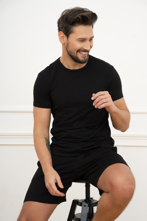 Ikar Pánske tričko s krátkym rukávom Italian Fashion - čierne