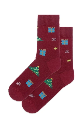 Vianočné ponožky Gatta U04156 bavlnené unisex s plochými švami - červené