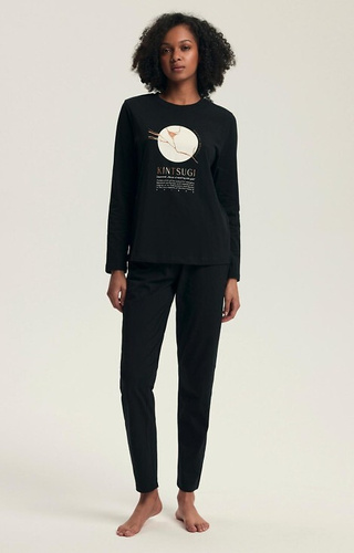 43727 Dairoku Henderson dámske pyžamo čierne - bavlna, dĺžka. rukávy a nohavice