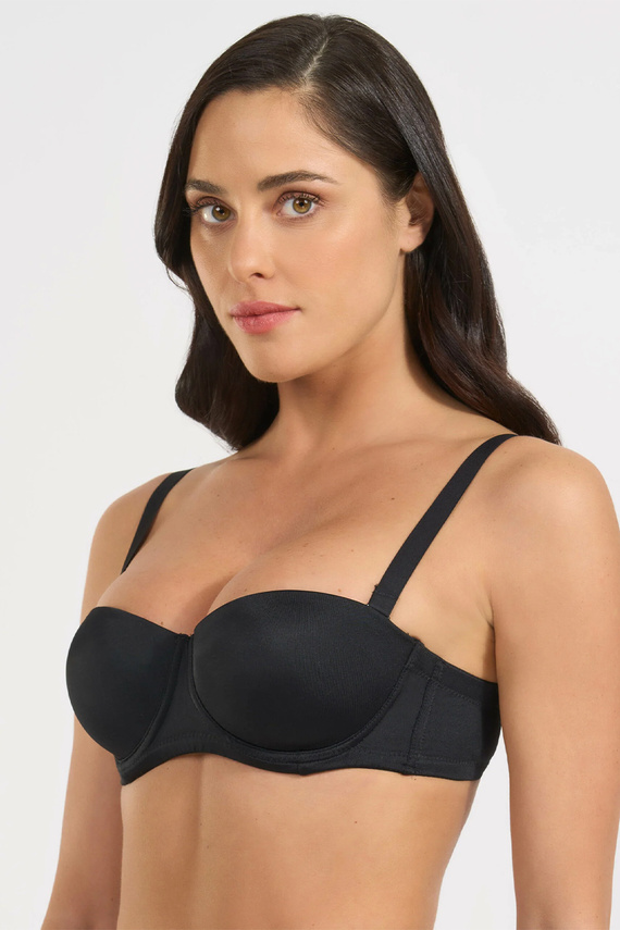 391 Podprsenka bandeau Nero Selene bardotka s kosticami odnímateľné ramienka