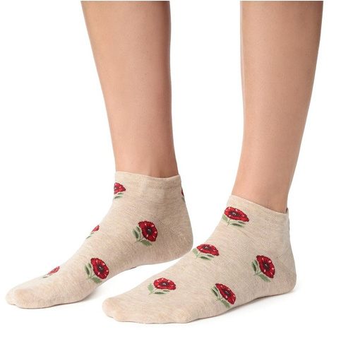 Dámske bavlnené tenké ponožky Steven 114 Summer béžový melír do tenisky