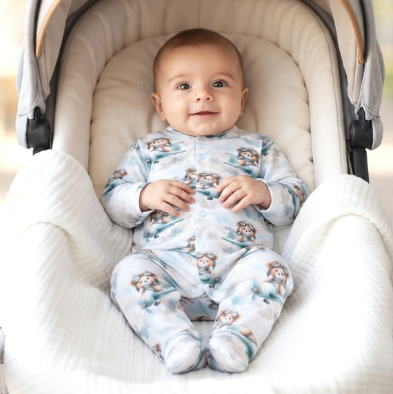 NINI BABY BEAR PILOT dojčenský overal z organickej bavlny ABN-5747/PIL