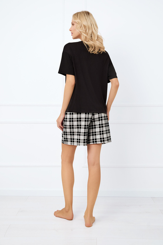 Klara Dámske pyžamo s krátkym rukávom, krátke nohavice Talianska móda - čierna/potlač