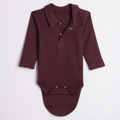227099 Nicol BENEK body polo 100 % bavlna tmavohnedé dlhý rukáv