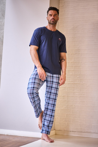 Pánske pyžamo Cornette 134/315 North 2 modré - bavlna, krátky rukáv, pohodlie a štýl