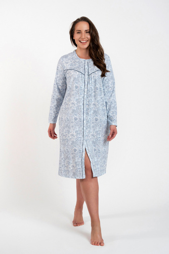 Nočná košeľa Talita s rozopnutými gombíkmi Talianska móda - modrá potlač