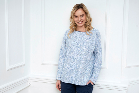 Gracjela Dámske pyžamo s dlhým rukávom a dlhými nohavicami Italian Fashion - modrá/zelená potlač