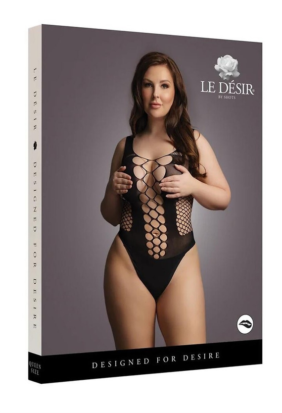 Bodystocking DES023 Le Désir zmyselné body s geometrickými výrezmi