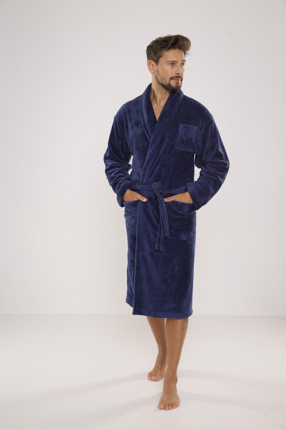 811 De Lafense pánsky plyšový župan - denim