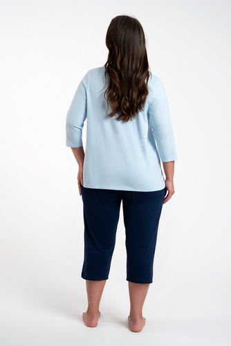 Arietta Dámske pyžamo s 3/4 rukávmi a 3/4 nohavicami Italian Fashion - modré