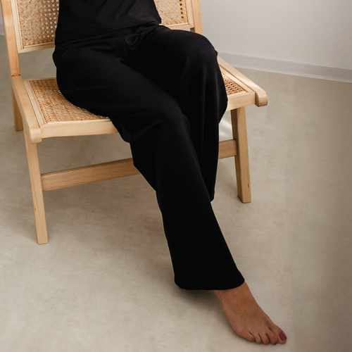 Eevi for Women Dámske tepláky čierne - voľné, bavlna + modal, pohodlné