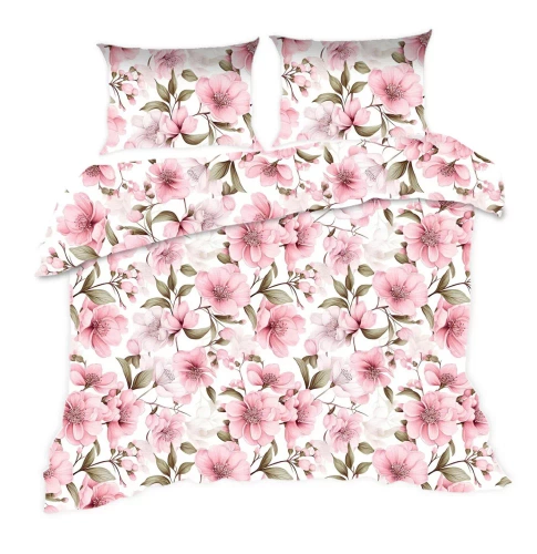 1893N Bavlnené posteľné prádlo Classic E24 Karo powder pink flowers - 100% bavlna, odolná, farebná, 2-dielna súprava