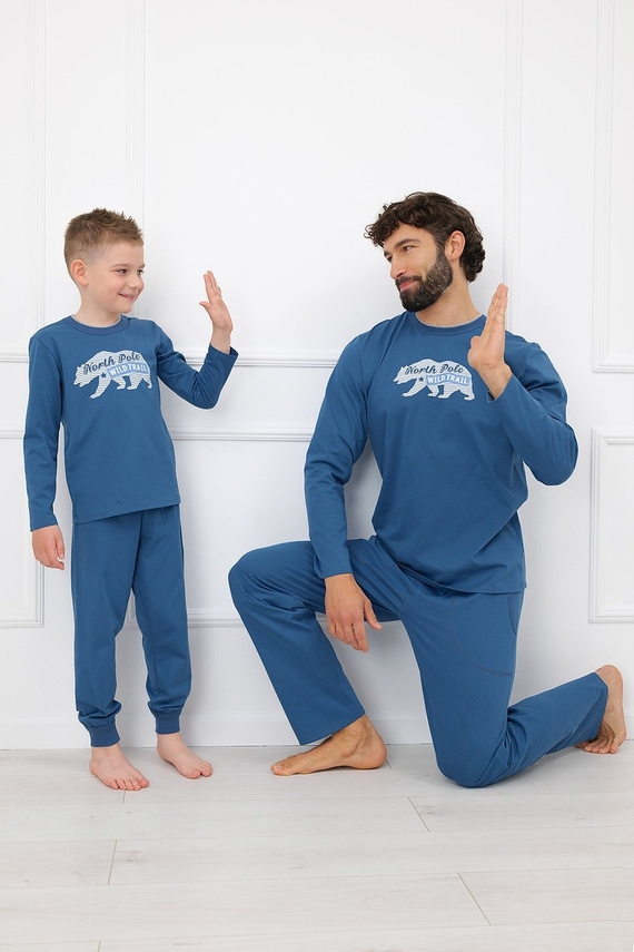 Chlapčenská pyžama Italian Fashion Kasim 100 % bavlna, dlhá - džínová