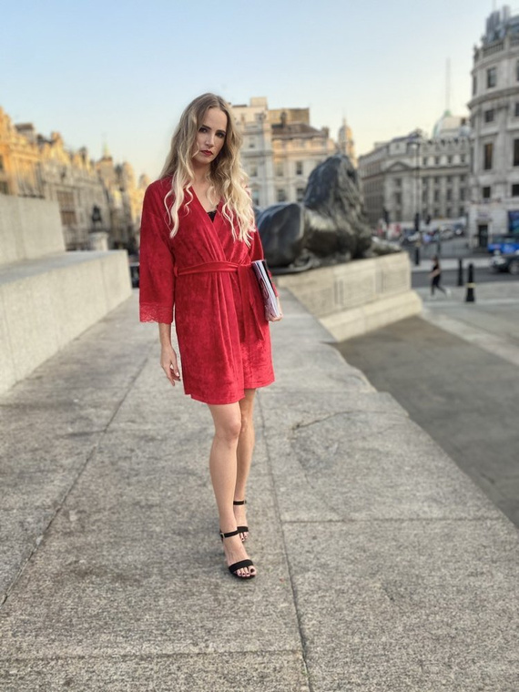 457 Milagros Dámsky krátky župan Forex - červený