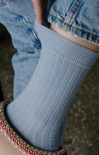 ART.130 Prírodná Merino vlna Dámske ponožky Steven blue -stripe, bez švov, teplé