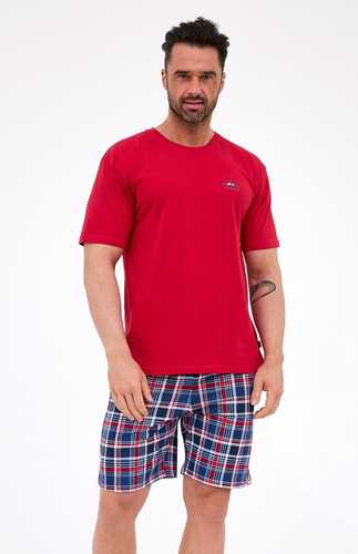 Pánske pyžamo Cornette 326/313 Ready 4 bordové - bavlnené, s krátkym rukávom, pohodlné a štýlové