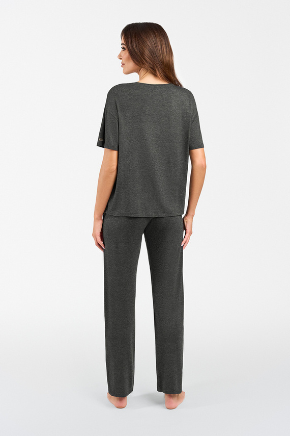 Akord Dámska súprava s krátkym rukávom a dlhými nohavicami Italian Fashion - dark melange