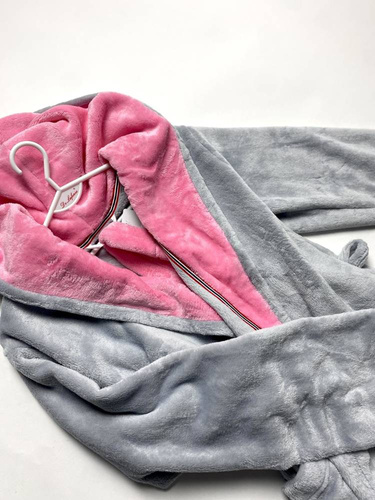 627 Dámsky župan Soraya Short Forex - svetlosivý / ružový