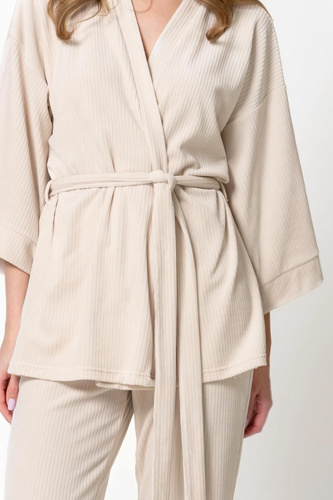 Leveza Darlin 1816 Dámske velúrové pyžamo 3/4 komplet homewear Sahara