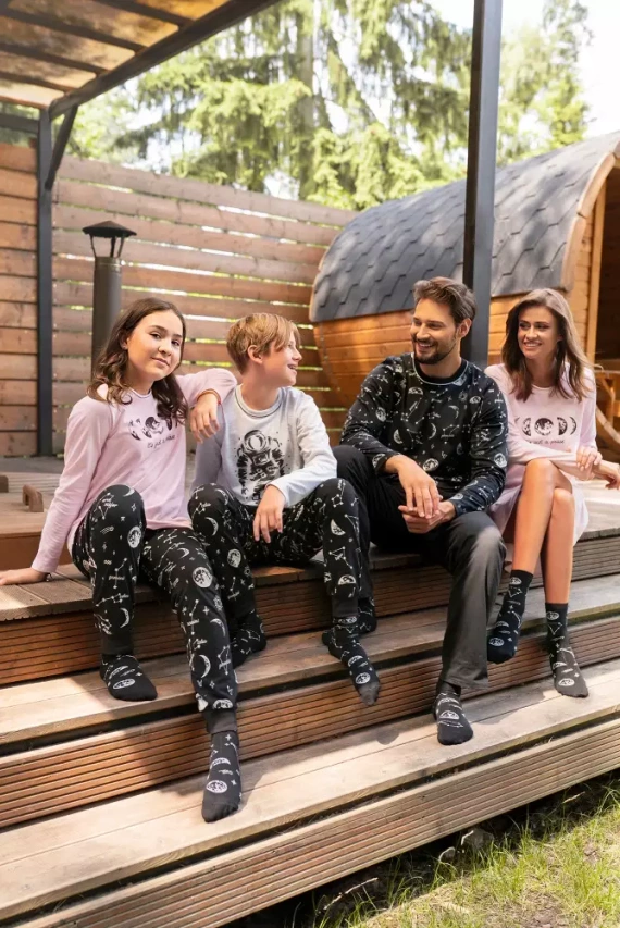 Umbra Dievčenské pyžamo s dlhým rukávom a nohavicami Italian Fashion- lososová/potlač