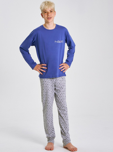 Chlapčenské pyžamo Emil 3506 Taro - bavlna, dlhý rukáv, modré