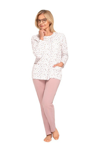 202 Maria III Dámske pyžamo Martel 30 cappuccino - bavlnené, na zips, s dlhým rukávom