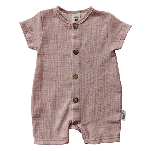 Baby Rampers Just Muslin 02235RR Makoma rose - mušelín 100% bavlna, krátky rukáv
