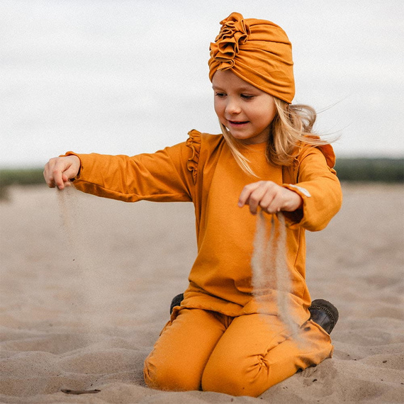 Simply Comfy Detské legíny do zvonu Eevi honey- 100% bavlna, pohodlné a štýlové