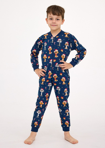 185/180 186/180 Chlapčenská kombinéza Kids Boy Dog 2 Christmas Cornette- bavlna, dlhý rukáv, slávnostná potlač