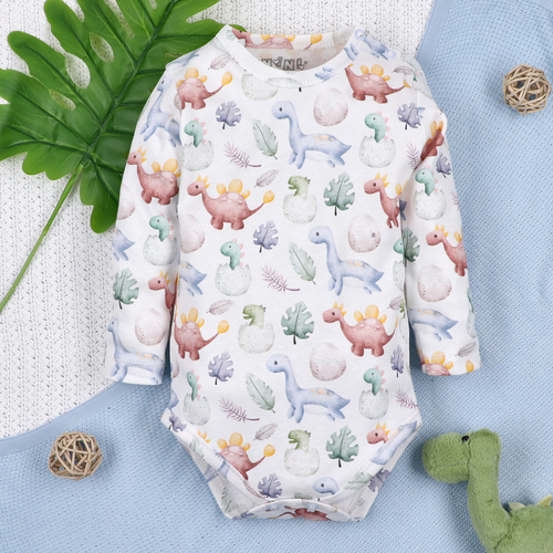 ABN-5564 Body Dino Explorer s potlačou z organickej bavlny Nini, dlhý rukáv
