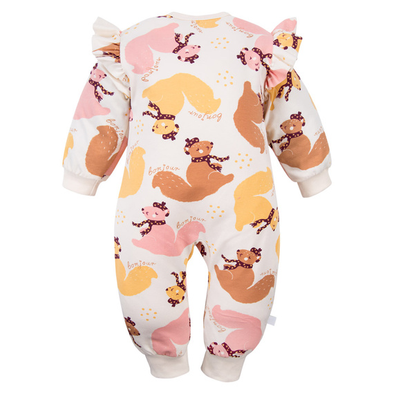 Detský župan Fluffy Tails Eevi - ecru, potlač, bez nožičiek, zips