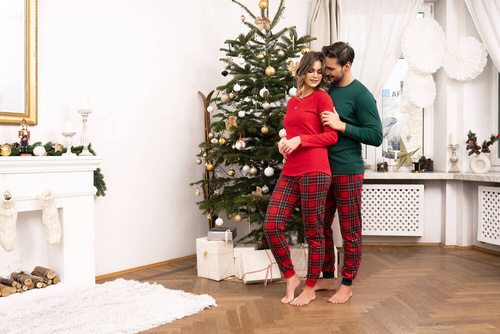 Tess Dámske pyžamo s dlhým rukávom a dlhými nohavicami Italian Fashion - červená/potlač