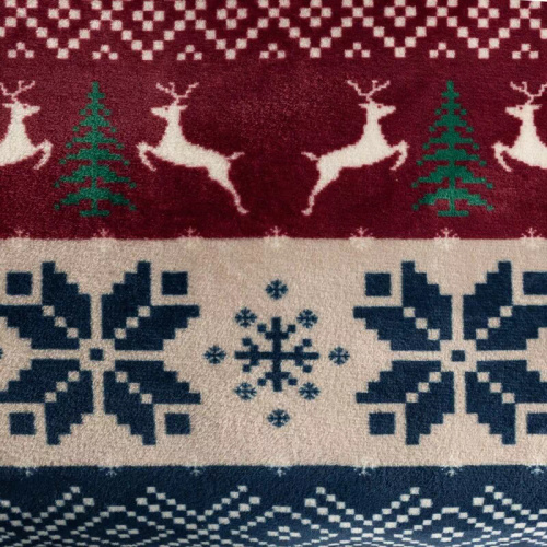 Eurofirany Vianočná deka tmavomodrá červená so škandinávskym vzorom - mäkký prehoz z mikrovlákna, 240 g/m²