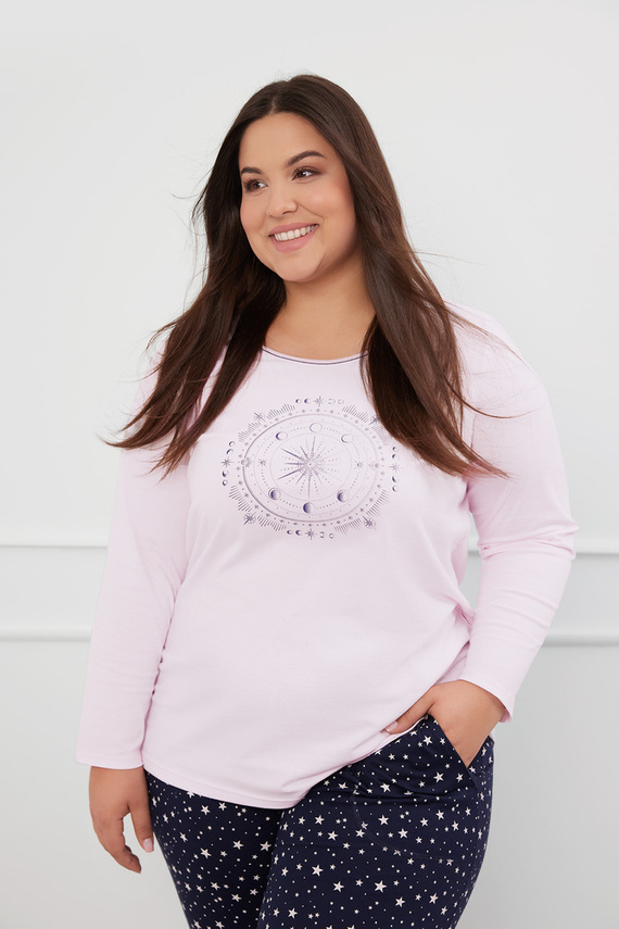 Arugia Dámske pyžamo s dlhým rukávom a dlhými nohavicami Italian Fashion - ružová/potlač