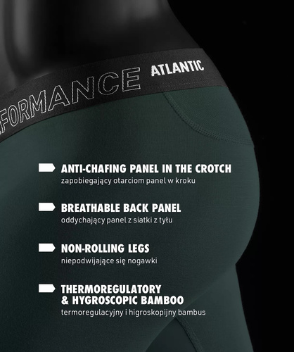 Pánske boxerky Atlantic Bamboo 2MH-1209 zeleno-grafitové Performance – 2 ks, bambusové