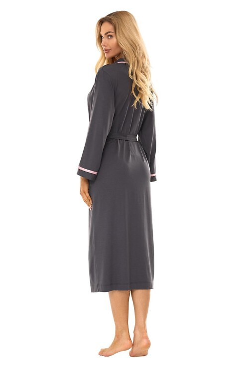 2506 Dámsky dlhý viskózový župan L&L graphite - ľahký, priedušný