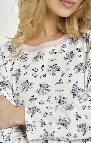 3452 Martina Dámske tričko Taro - bavlna, kvetinový vzor, dlhý rukáv