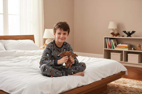 Chlapčenské pyžamo Cornette Bat 2 264/182, 263/182 sivá - bavlna, dlhý rukáv, netopierí vzor