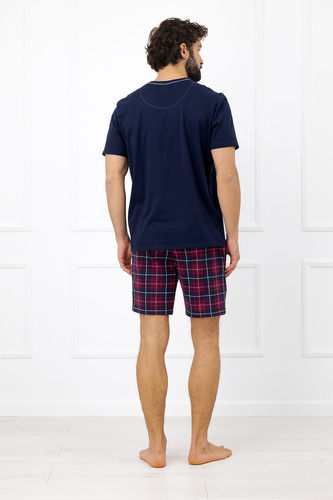 Italian Fashion Brajan pánske pyžamo Mega Soft bavlna kárované šortky