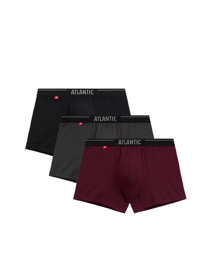 Pánske boxerky 3MH-011/25 fialovo-čierno-khaki bavlna, 3-pack, pohodlný strih
