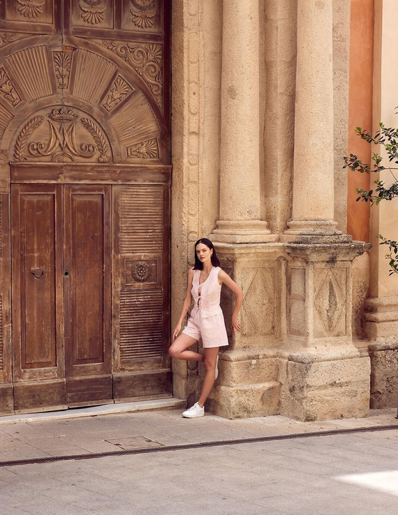 Dámske pyžamo Donata Sensis - ecru-zelené