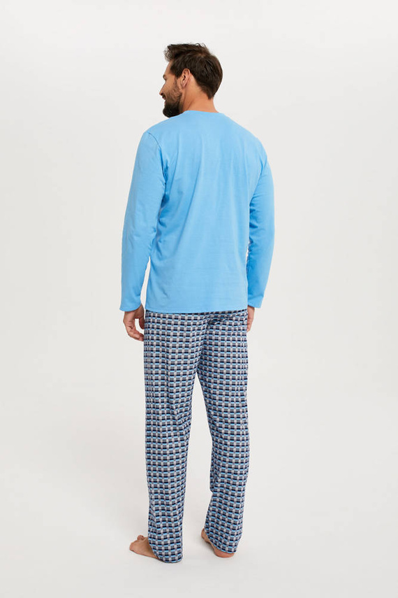 Jaromir Pánske dlhé nohavice s dlhým rukávom Talianska móda - modrá/print